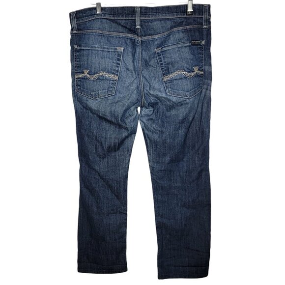 7 For All Mankind Slimmy 33 x 27 Dark Wash Blue Denim Jeans Men's - Picture 2 of 6